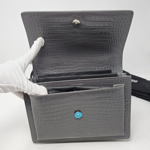 YSL SUNSET Medium Croc Crossbody Brand New - Picture 7 of 13